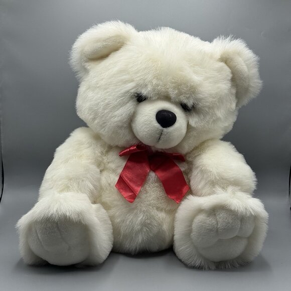 M.S. Toys Other - M.S. Toy Vintage White Teddy Bear Red Bow 16"